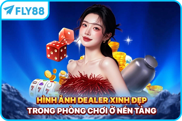 Hình ảnh dealer xinh đẹp trong phòng chơi ở nền tảng